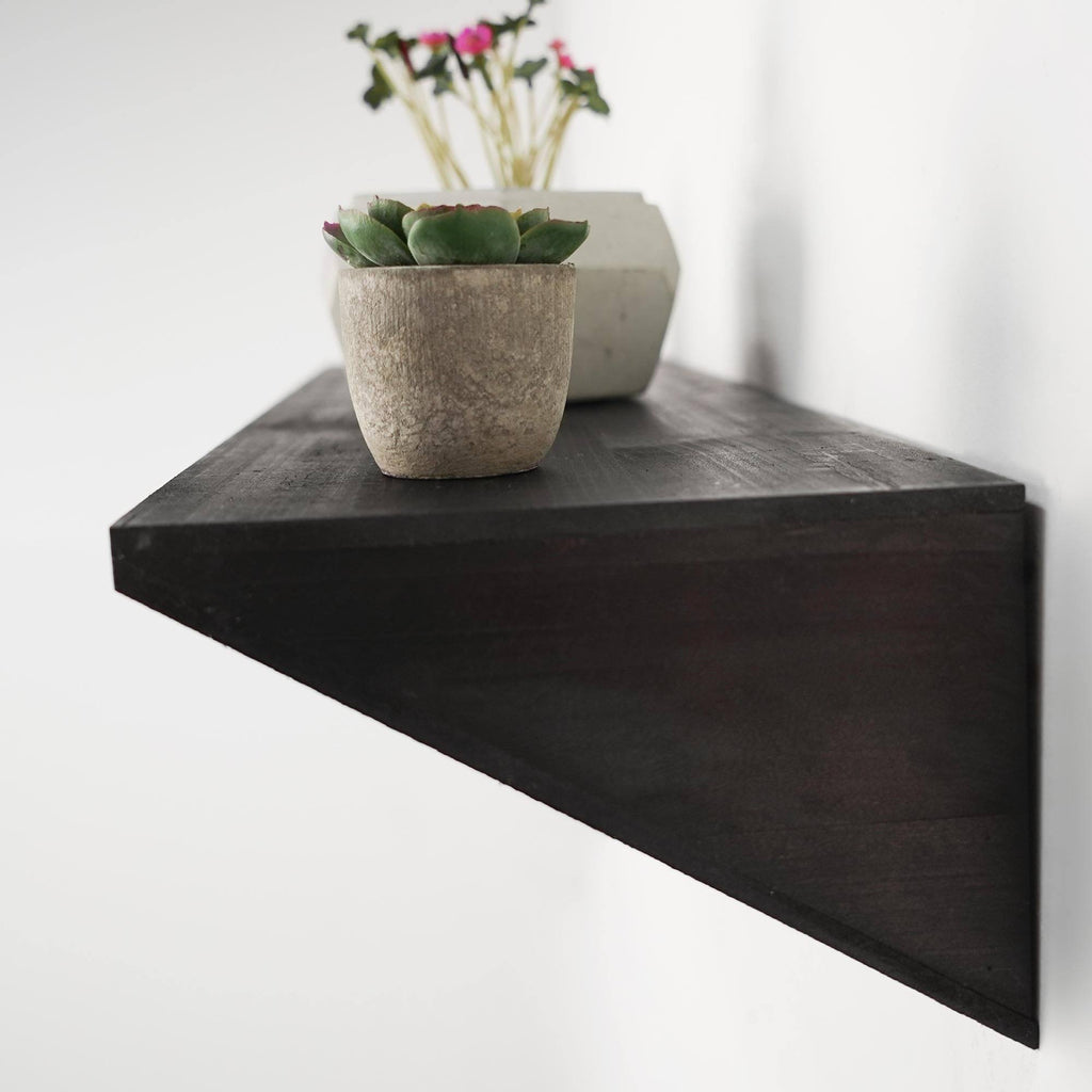 Black Wedge Wood Floating Shelf O657
