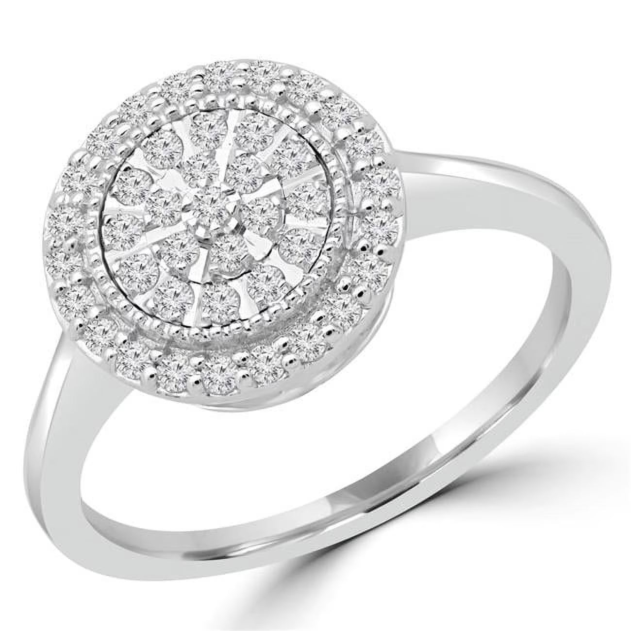 0.25 CTW Round Diamond Halo Cluster Engagement Ring in 10K White Gold F18724