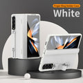 Slim White PU Leather Case for Samsung Galaxy Z Fold 4 with Tempered Glass Screen Protector W465224