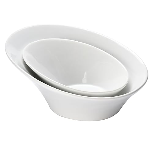 White Ceramic Porcelain Salad Bowls Set of 2 B982086