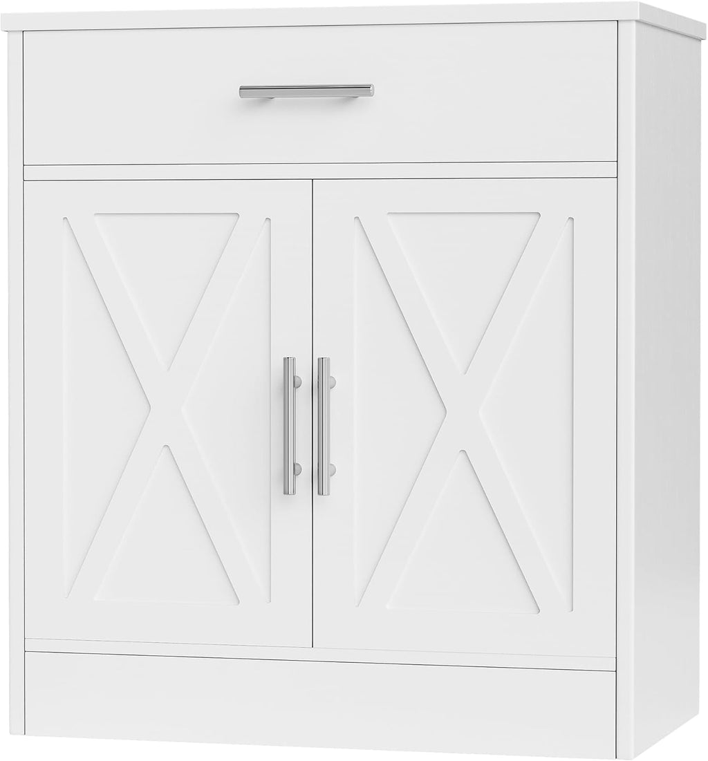 Ivory White Wood Sideboard Buffet Cabinet with 2 Doors K938