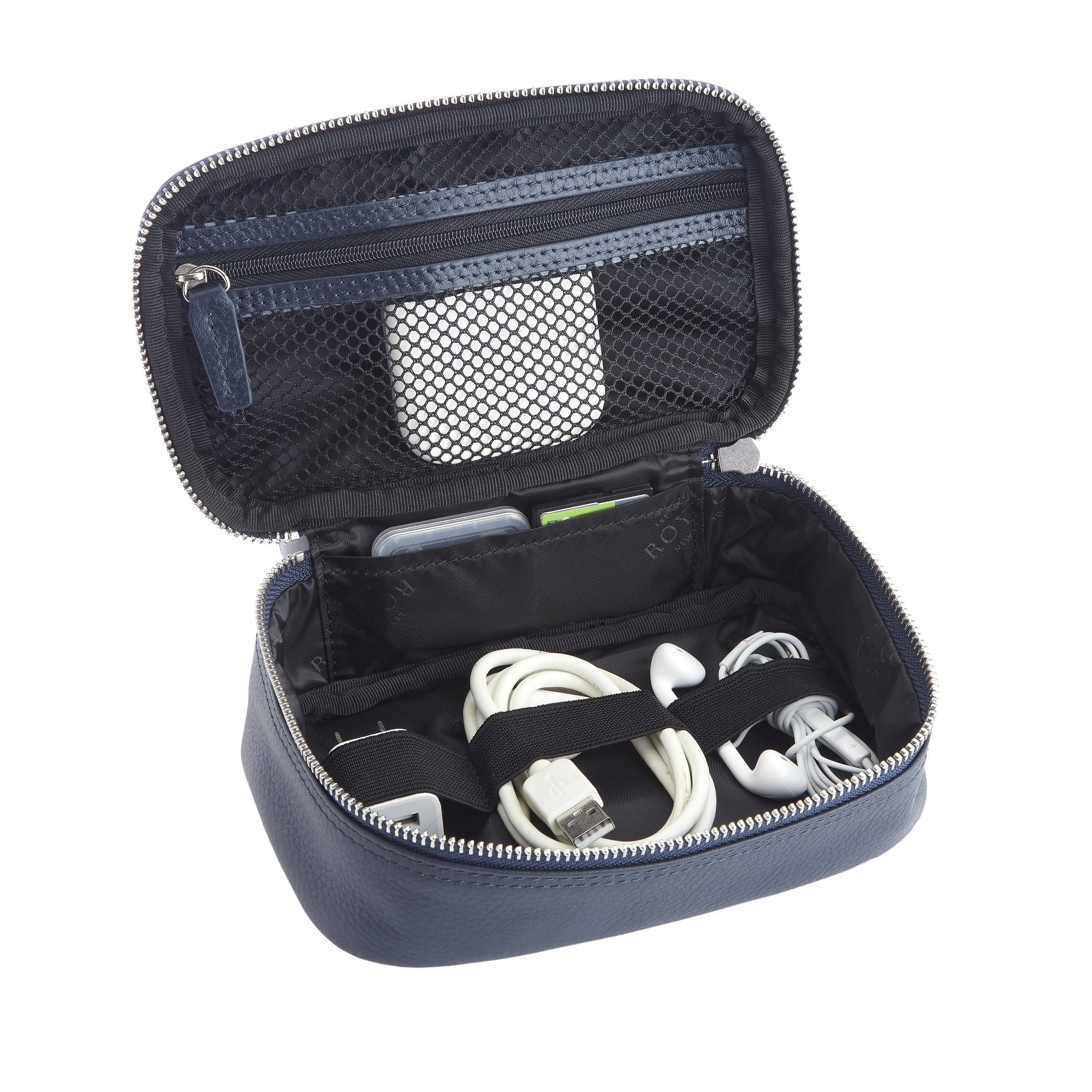Navy Blue Leather Travel Storage Case L91075