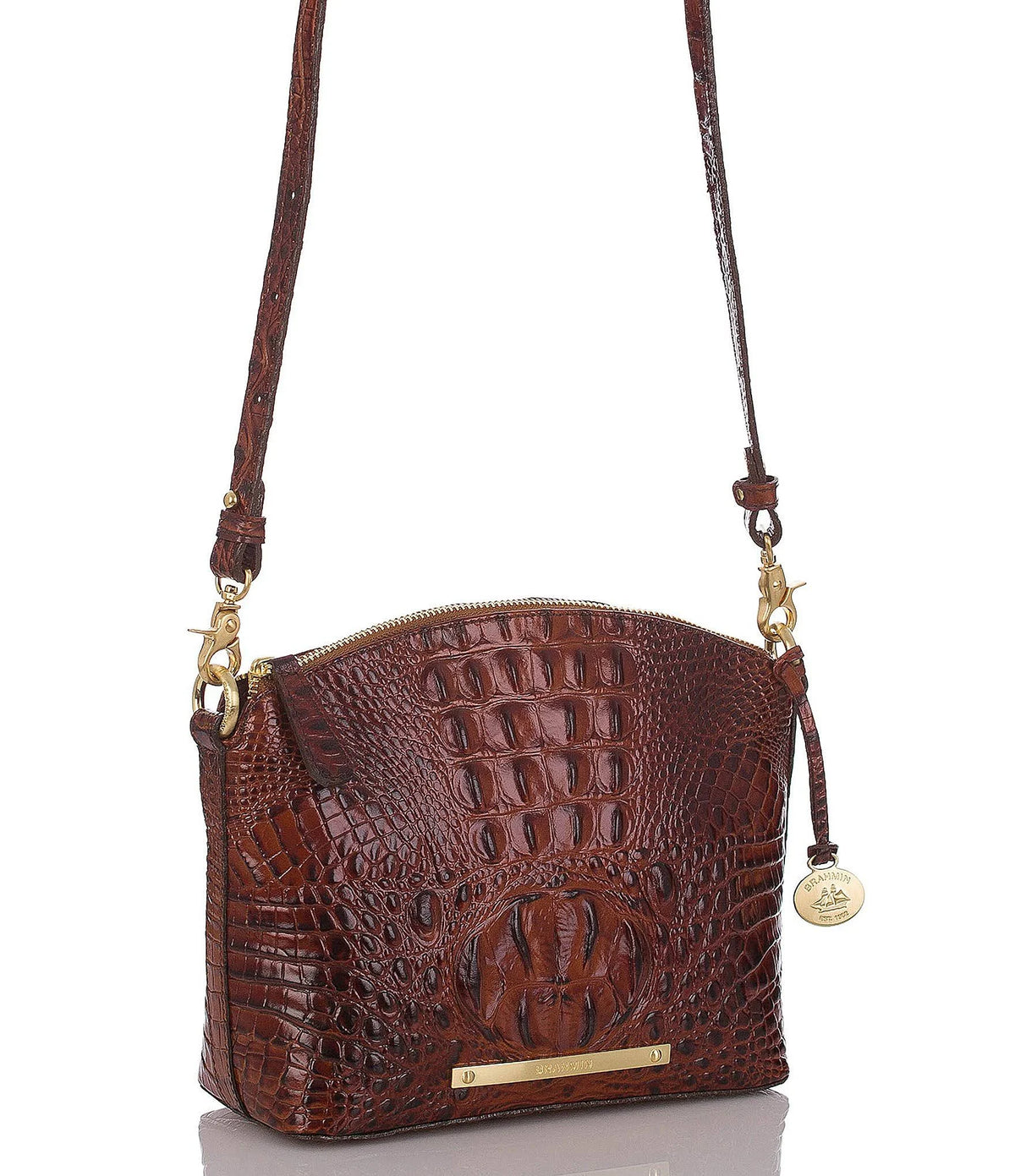 Leather Mini Crossbody Embossed Brown B108151