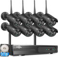 Wireless Security Camera System 8CH 1296P NVR 8Pcs 3MP Outdoor/Indoor WiFi Surveillance Camera with Night Vision L93144