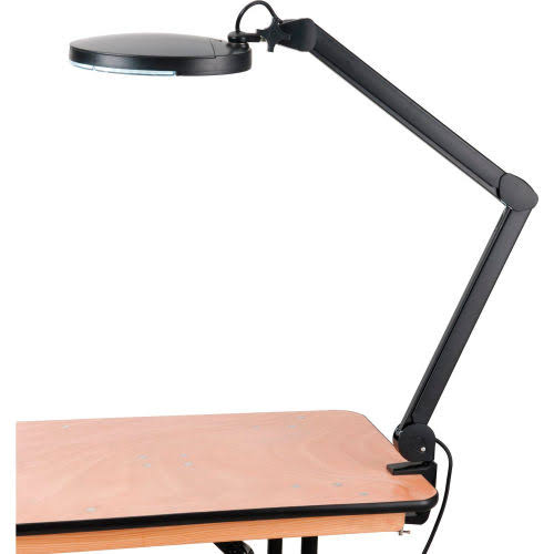 Black LED Magnifying Lamp with Covered Metal Arm B334
