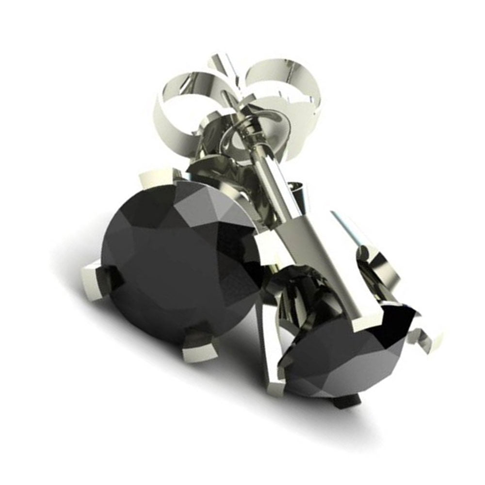 Black Diamond Stud Earrings in 14K Gold F386