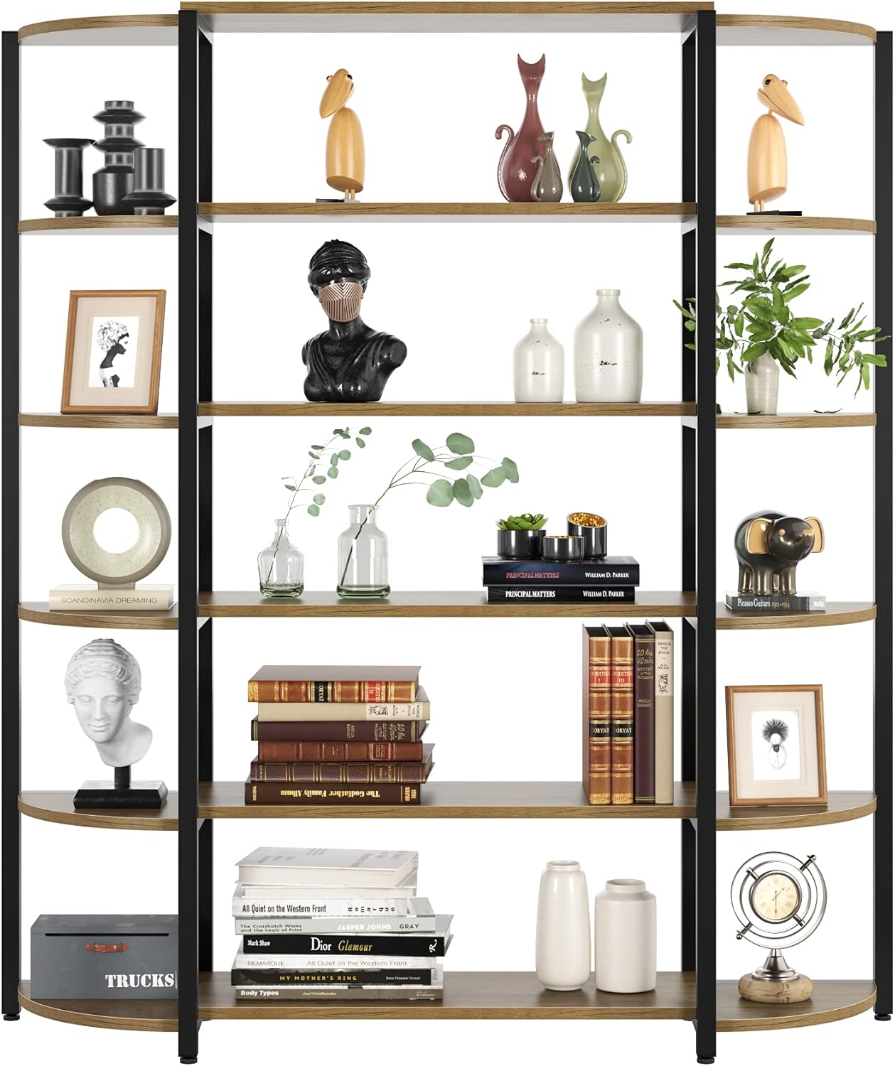 6-Tier Vintage Wooden Bookshelf, Rustic Brown L435110