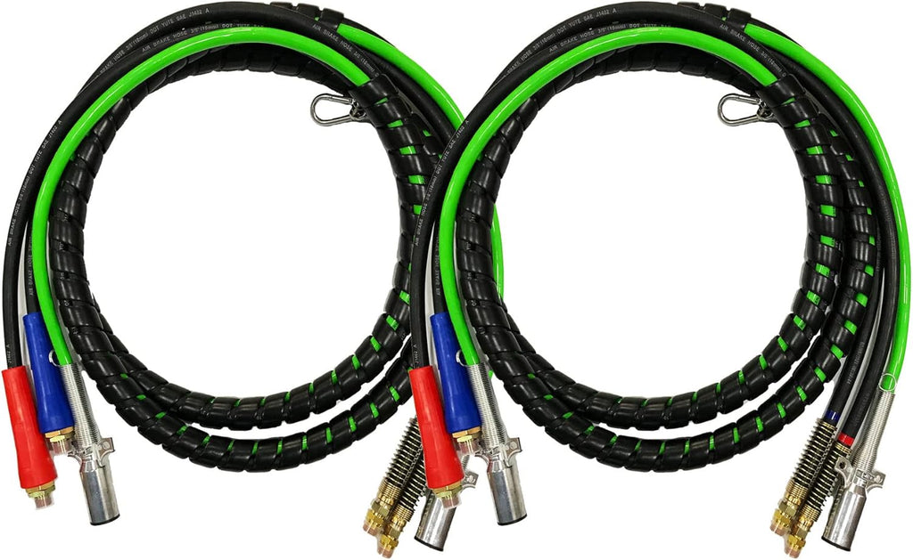 12Ft 3 in 1 ABS & Air Power Line Hose Wrap 7 Way Electrical Cable Assembly with Handle Grip C9114
