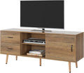 Rustic Brown Wood TV Stand with Sliding Door Q204