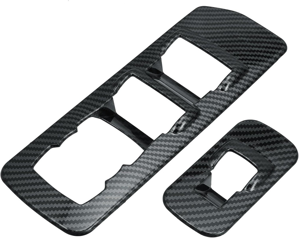ABS Carbon Fiber Pattern Window Lift Trim Switch Panel Cover Black Pack of 2 I4145