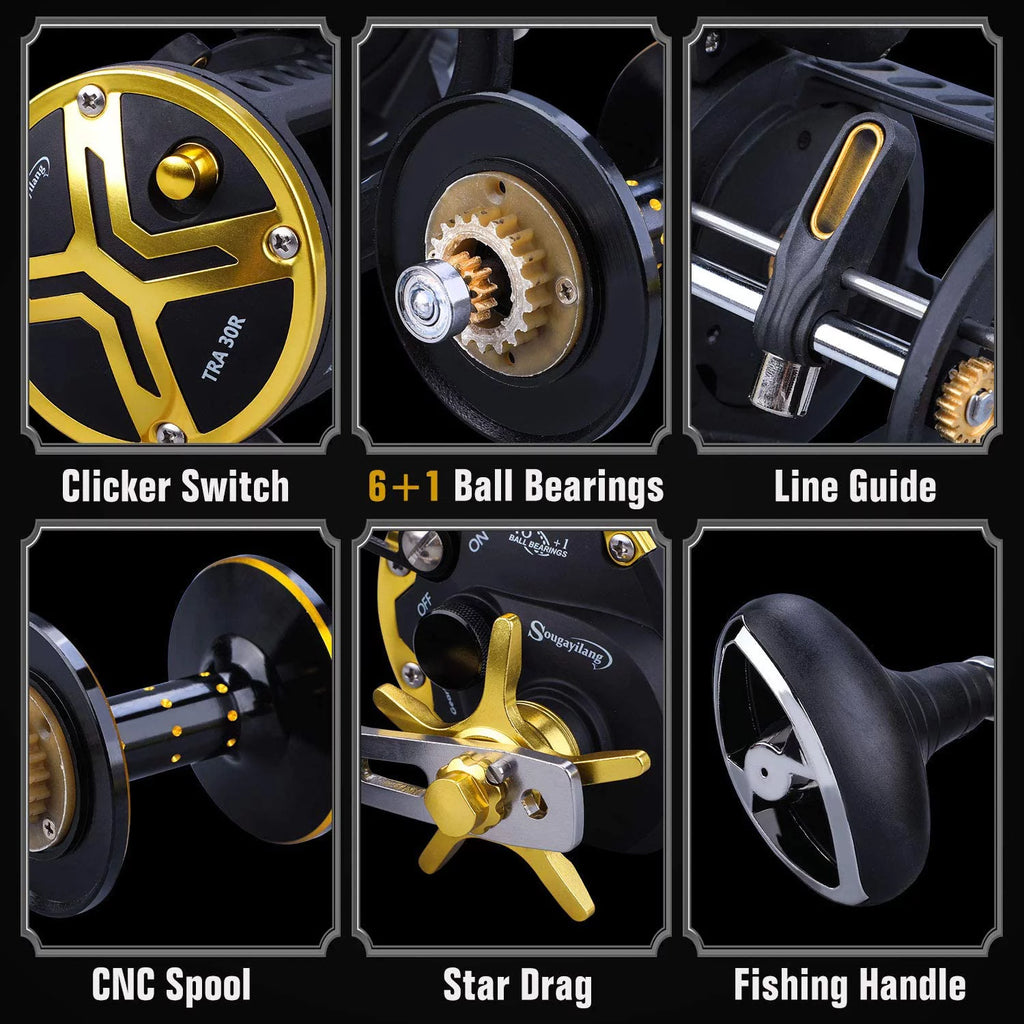 Line Counter Fishing Reel Conventional Level Wind Trolling Reel S391860