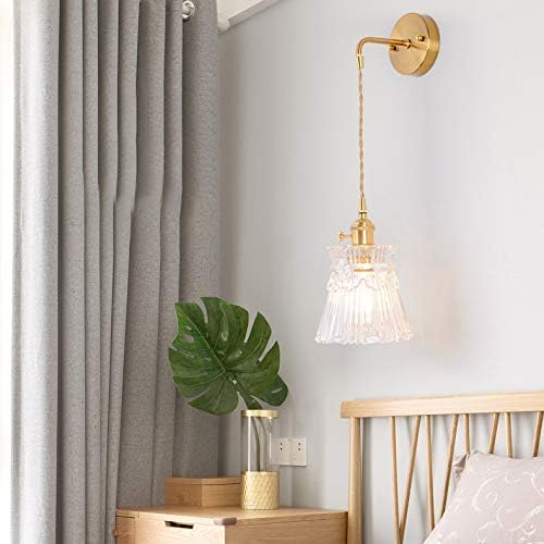 Cone Suspender Wall Light Industrial Vintage Textured Glass Shade 1 Light Cast Brass Wall Lamp Z4405