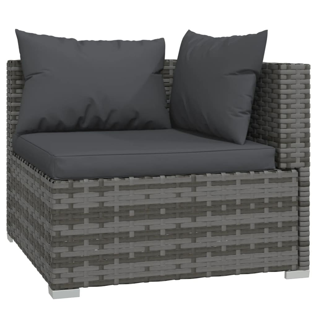 3 Piece Gray Poly Rattan Corner Sofa Set with Cushions X5815