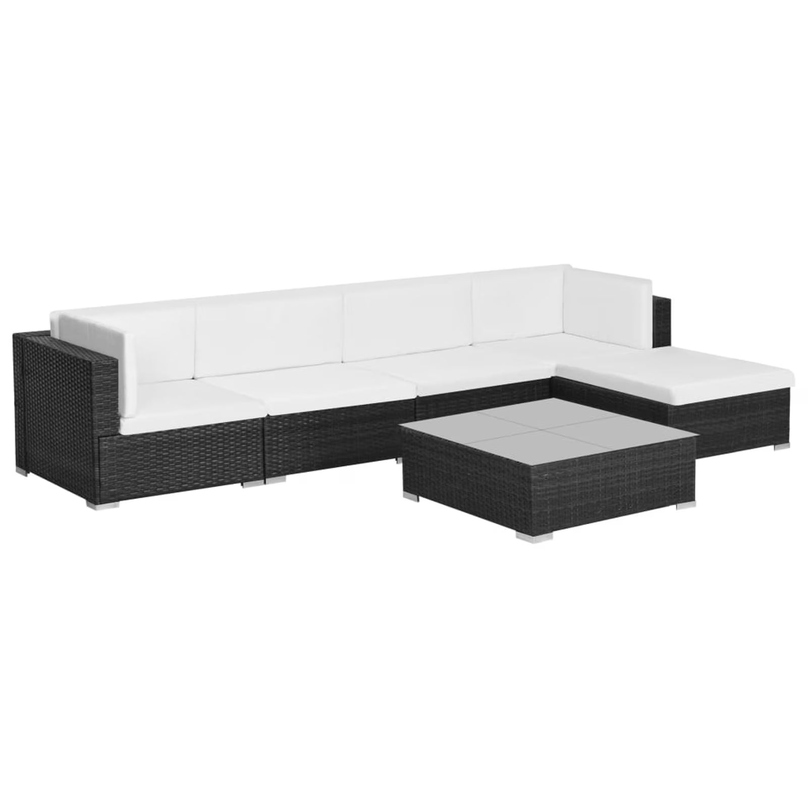 6 Piece White Cushioned Poly Rattan Outdoor Furniture Set R505