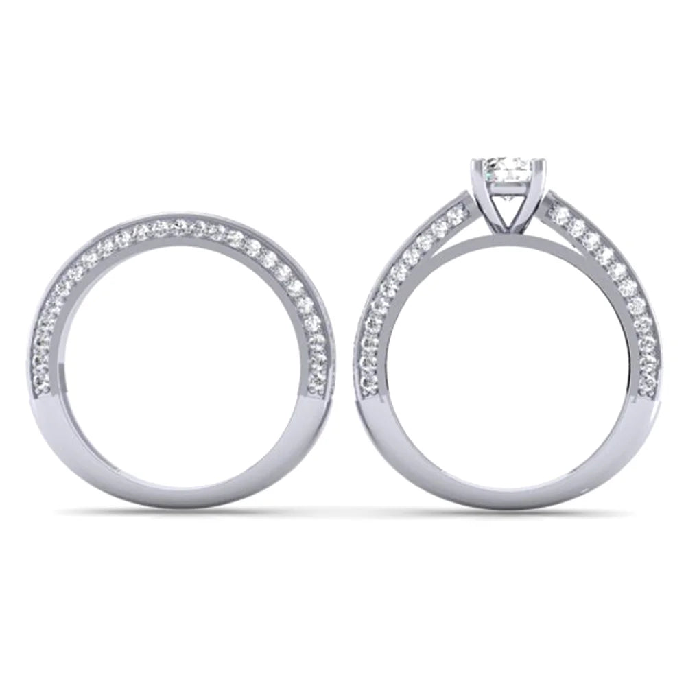 14k White Gold Diamond Bridal Engagement Ring Set S577