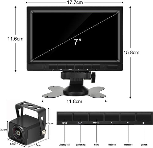 1080P Backup Camera System with 7'' DVR Dual Split Screen Monitor, IP69 Waterproof Rear View Camera Night Vision Reversing Camera B642196