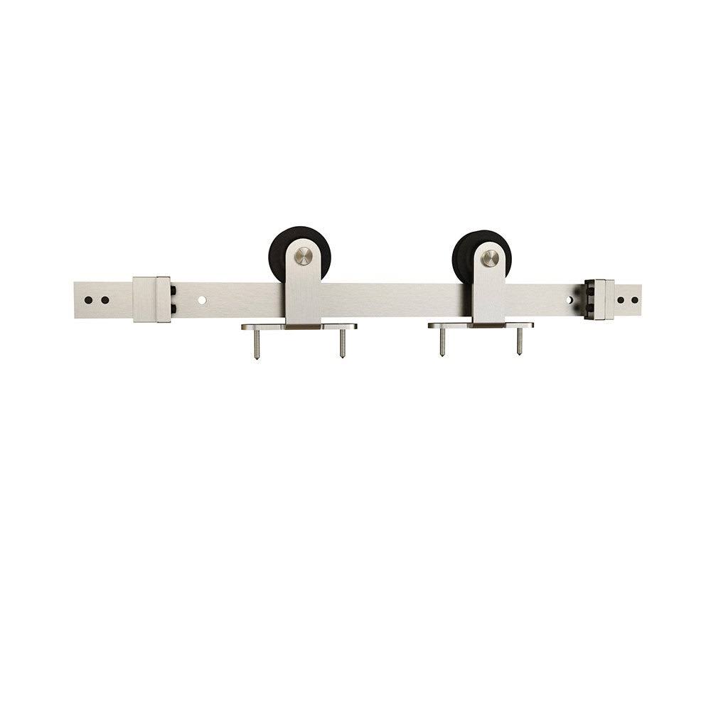 Sliding Barn Door Track and Fitting Set Satin Nickel H419