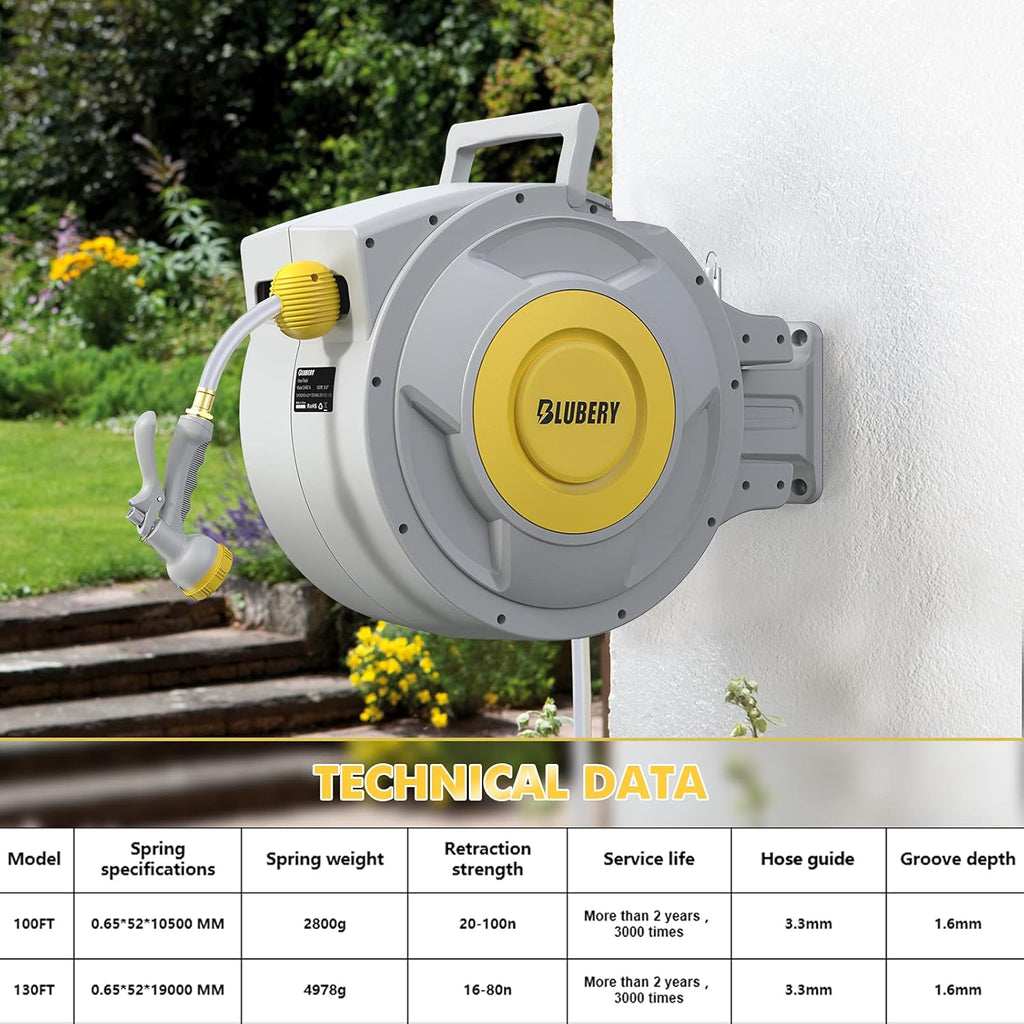 Retractable Garden Hose Reel, Wall Mounted, 180° Swivel Bracket G7656