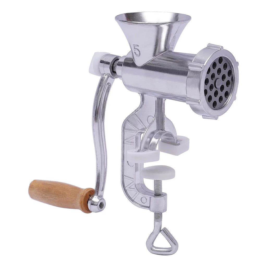 Manual Meat Grinder Aluminum Alloy Food Mincer Sausage Filler Hand Crank Meat Mincer Mixer with Tabletop Clamp V8655