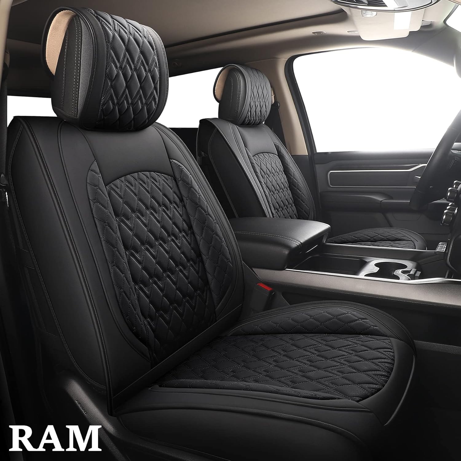 2 Pcs Front Waterproof Synthetic Leather Car Seat Covers W54624