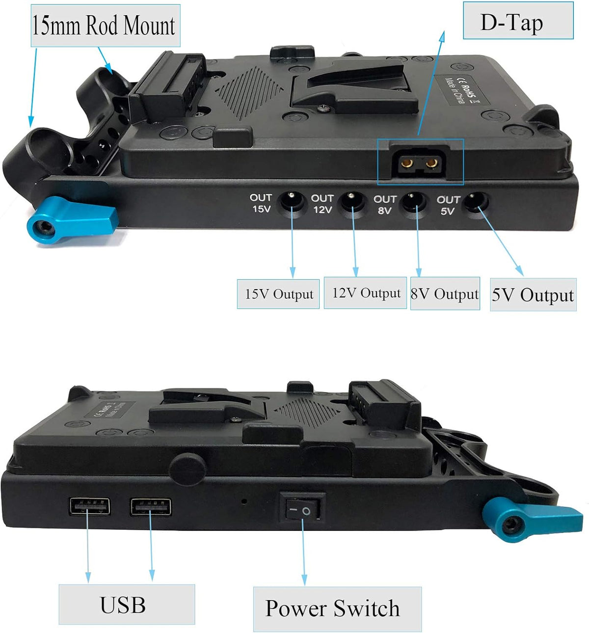 V Mount Battery Plate with D-Tap & USB Output L117