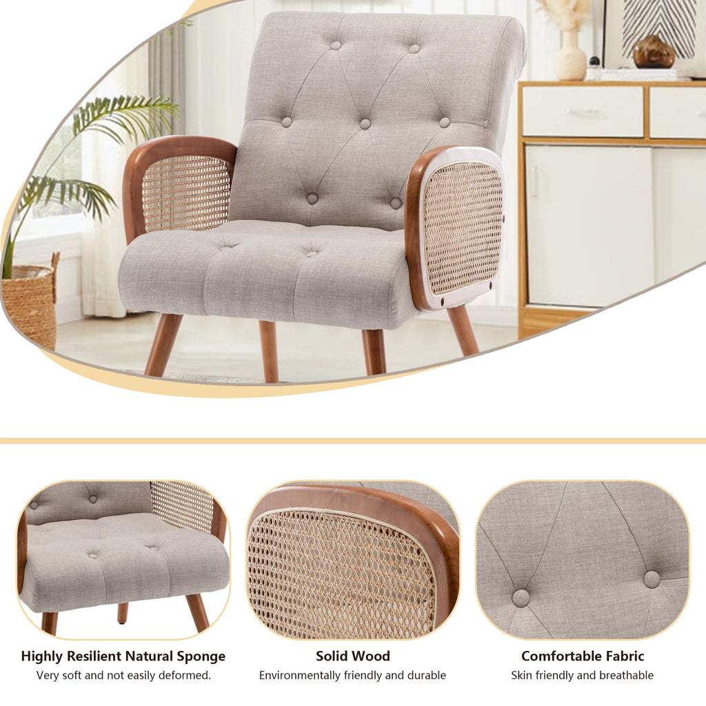 Rattan Accent Chair with Wooden Frame U85118