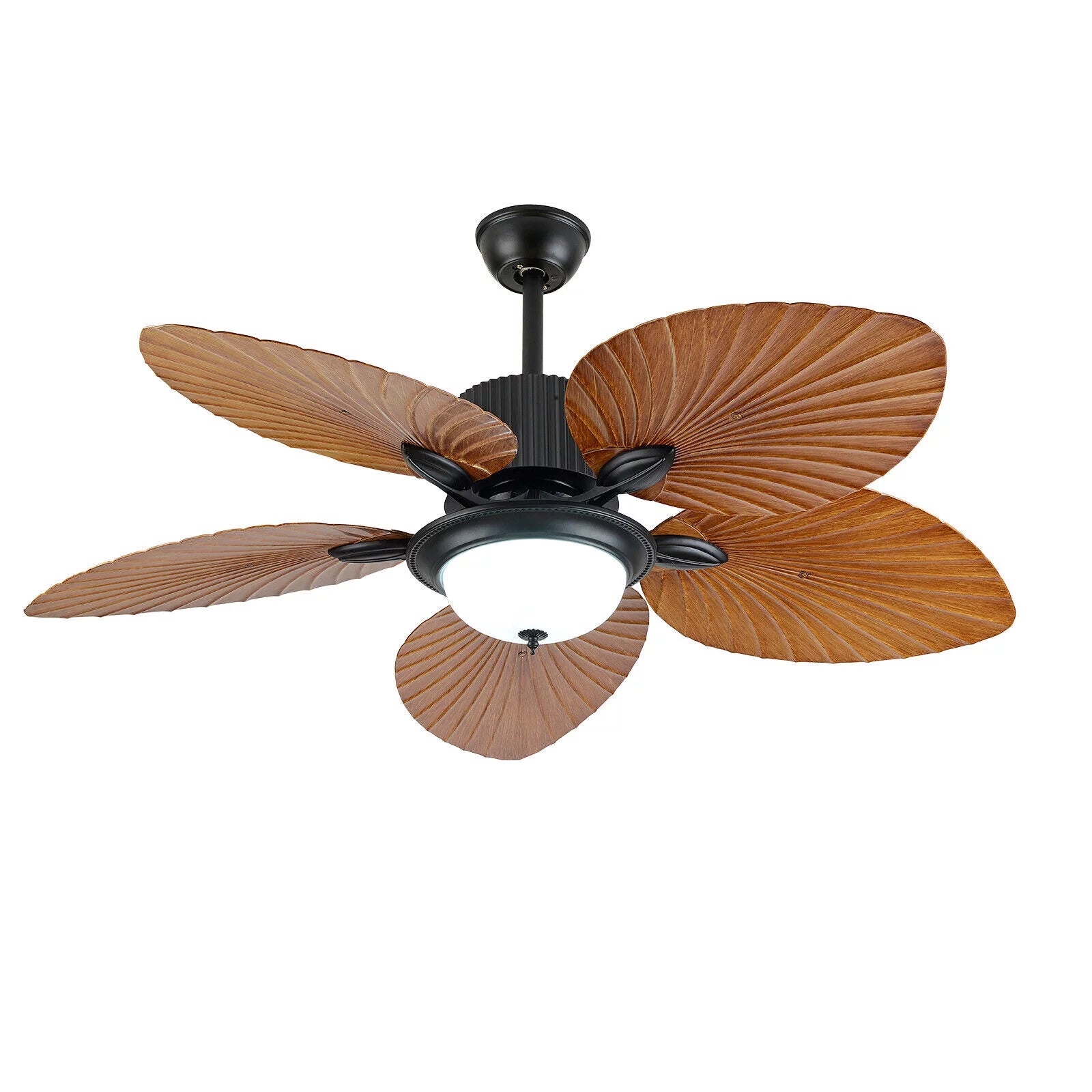 52inch Tropical Palm Ceiling Fan with Light and Remote 5 Acrylic Palm Leaf Blades A684675