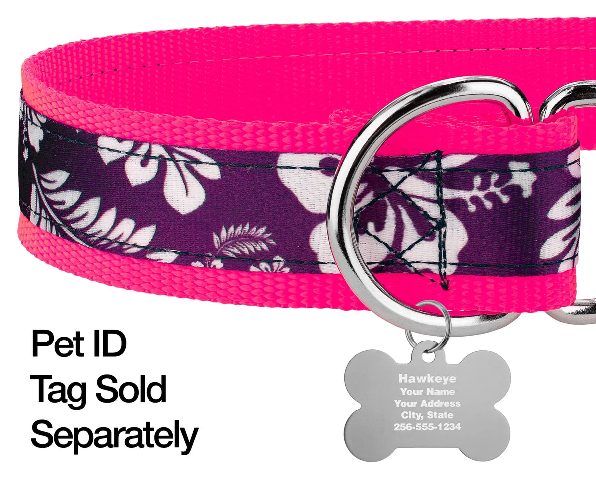 Purple Hawaiian Martingale Dog Collar, 1 1/2 inch, Large X23639