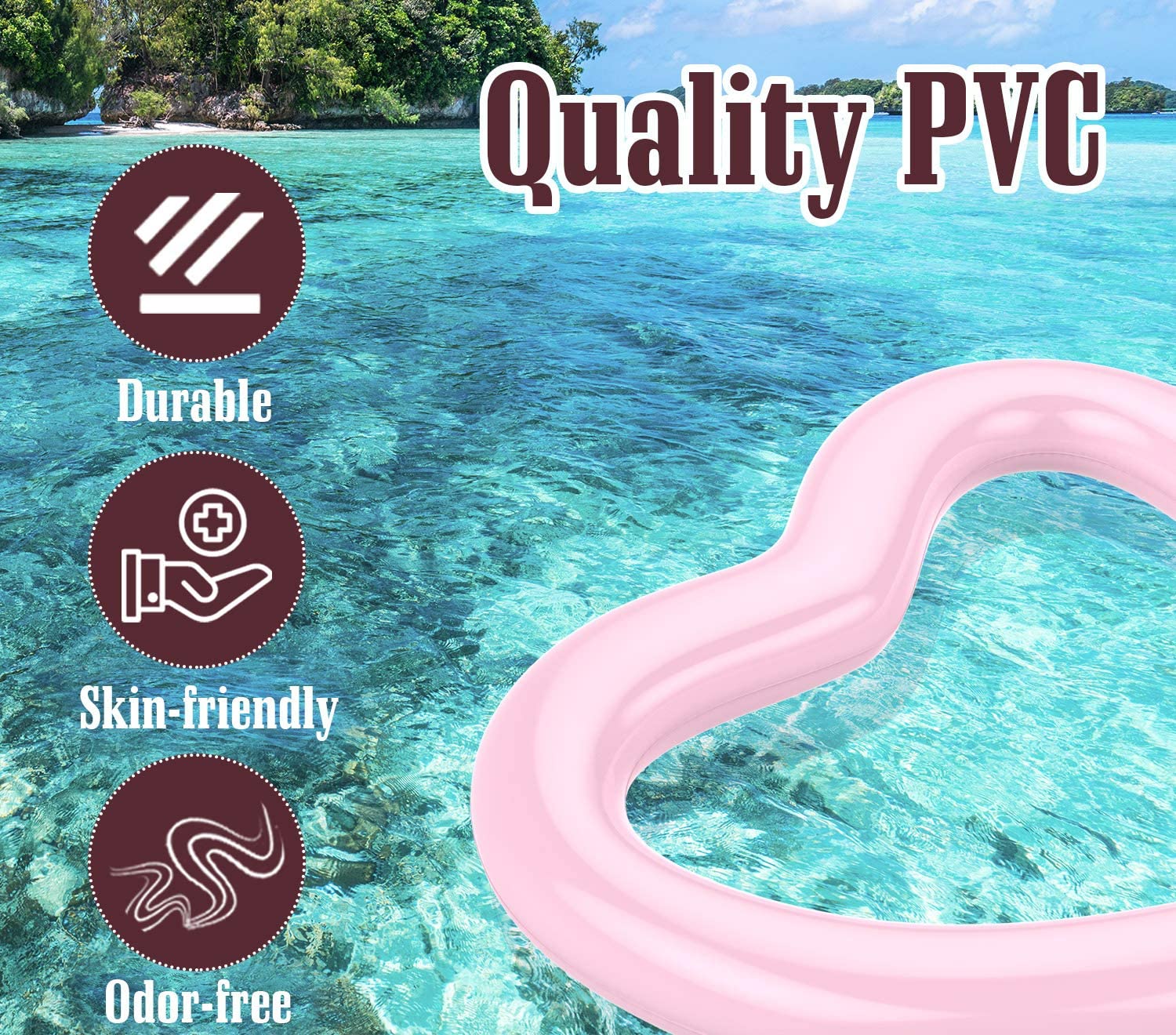 Inflatable Swim Rings Heart Shaped Pool Float Tube Pink R4603