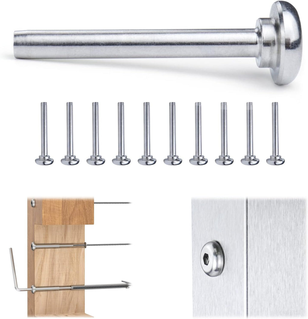 10Pair Cable Railing Kit Invisible 1/8 Swage Tensioner T316 Stainless Steel S662