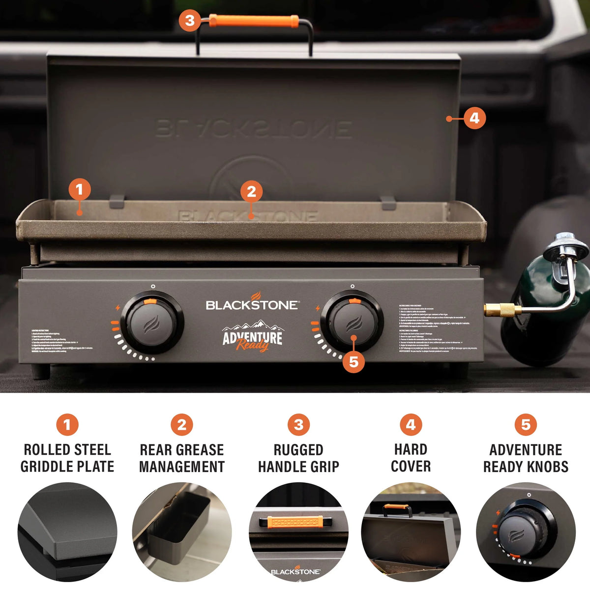 Black 2-Burner 22 Propane Griddle with Hard Cover P130