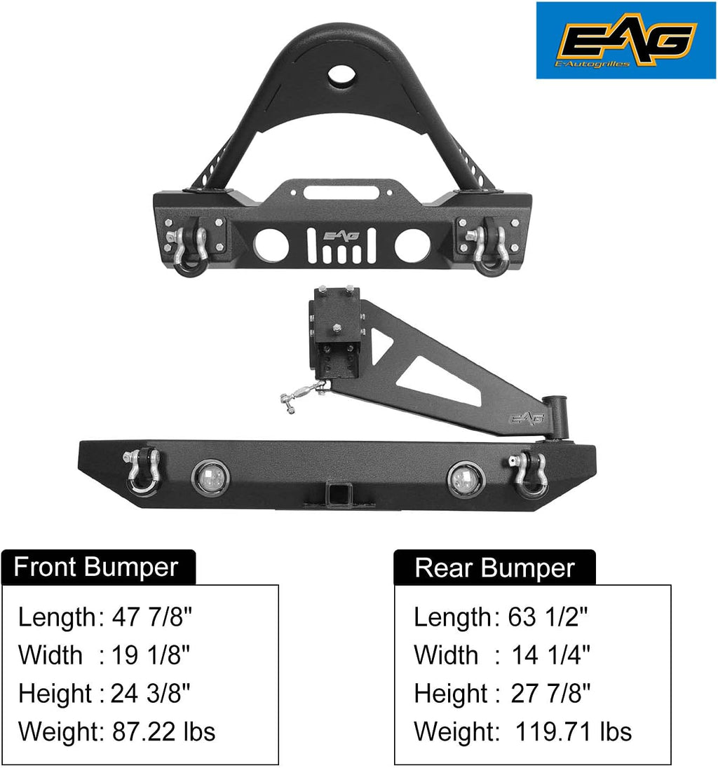 Front Bumper and Rear Bumper with Tire Carrier Combo for Wrangler JK A112957