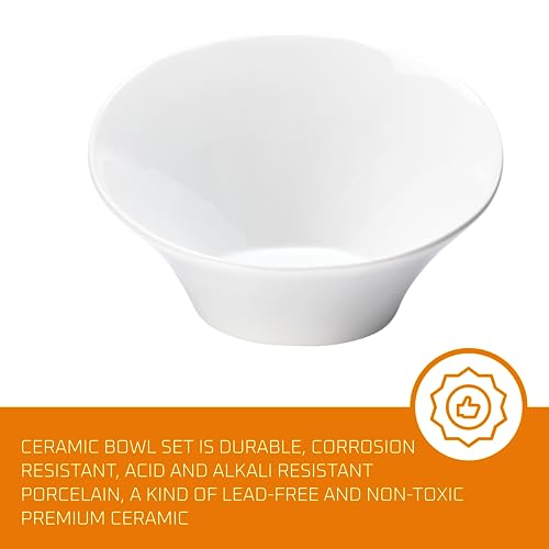 White Ceramic Porcelain Salad Bowls Set of 2 B982086