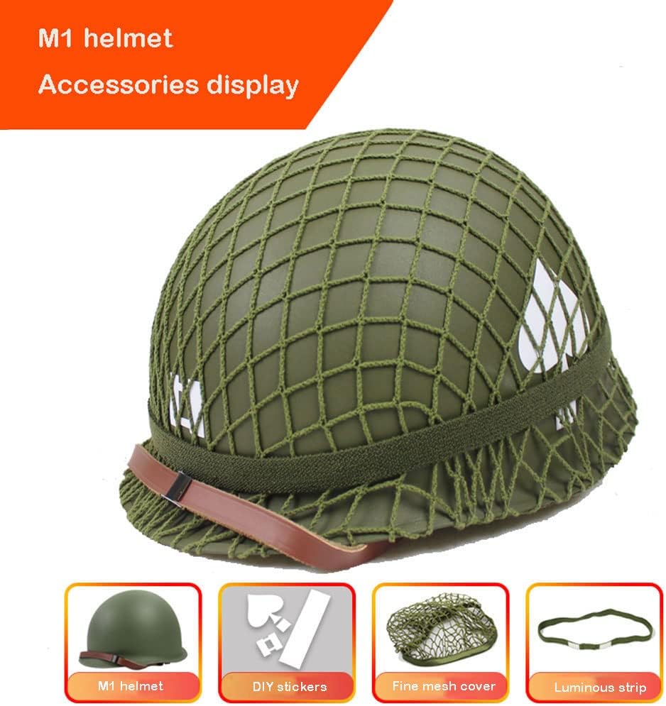 Green Helmet Replica with Net Canvas Chin Strap C44732