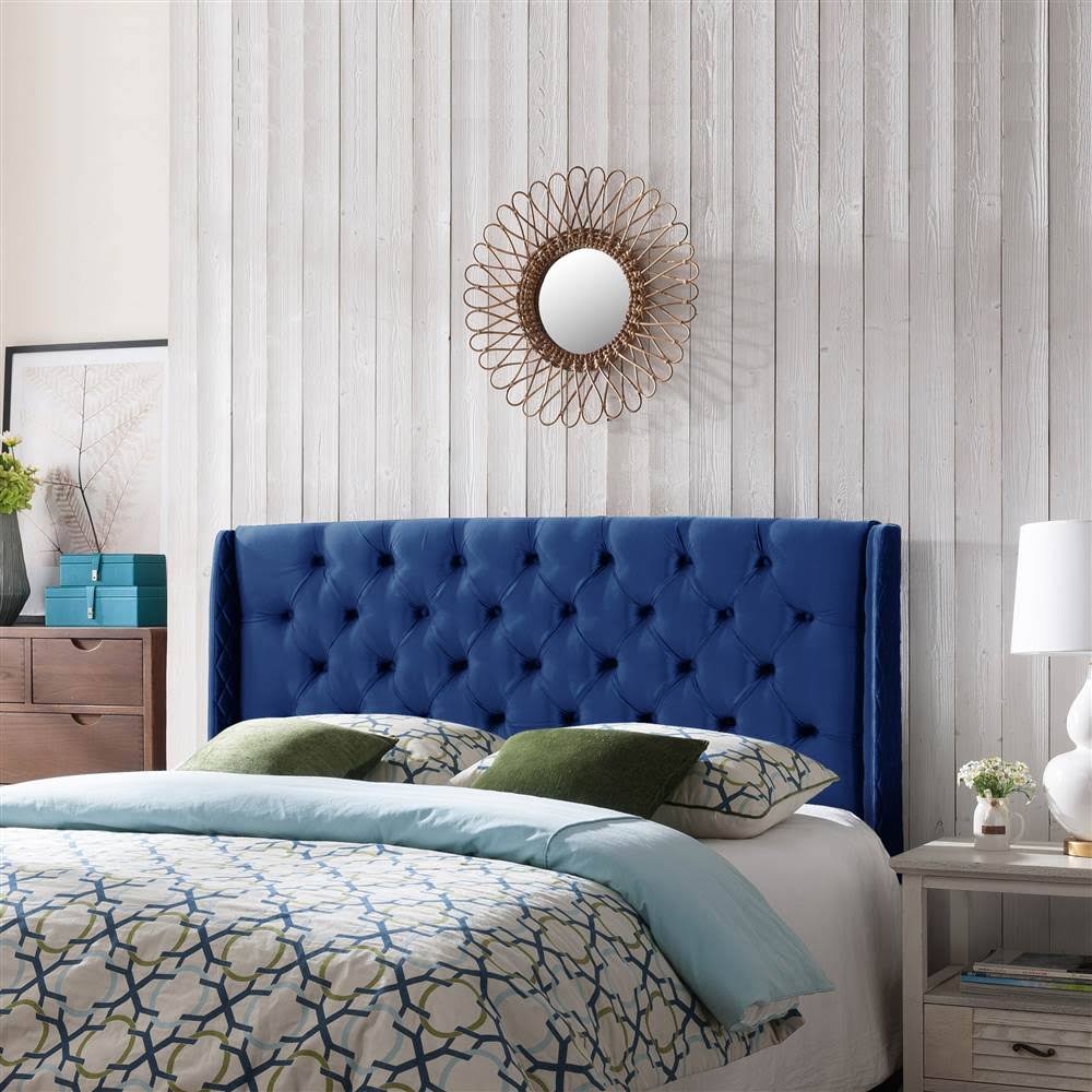 Navy Blue and Black Queen/Full Tufted Headboard R489