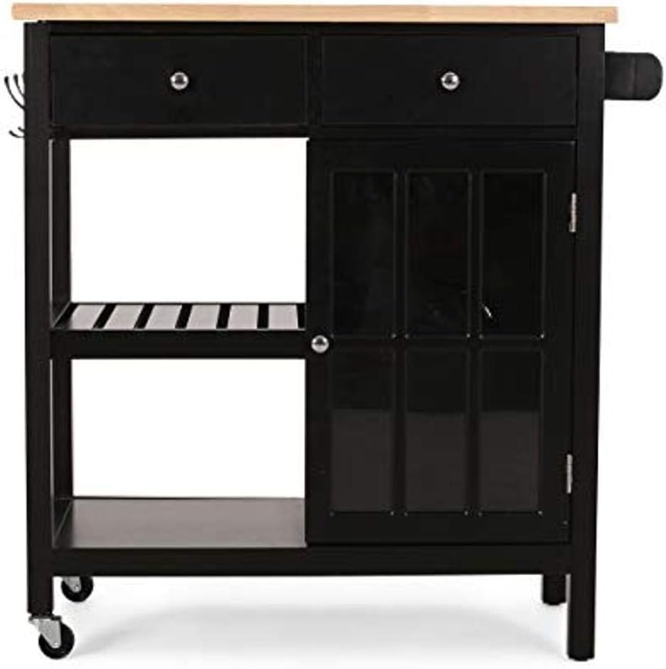 Black Kitchen Cart with Wheels H64989