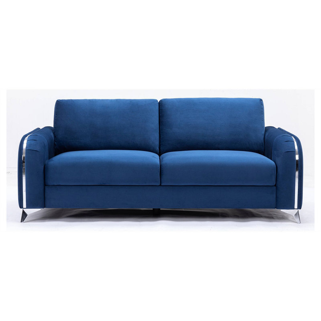 Blue Velvet Upholstered Wooden Frame Sofa N8180