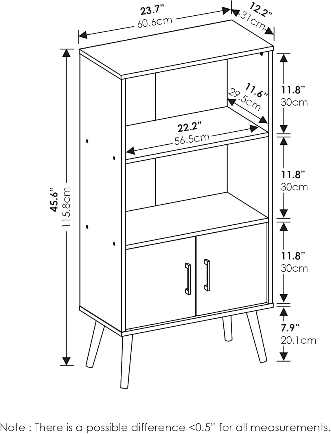 Espresso Accent Cabinet with Wood Legs V214