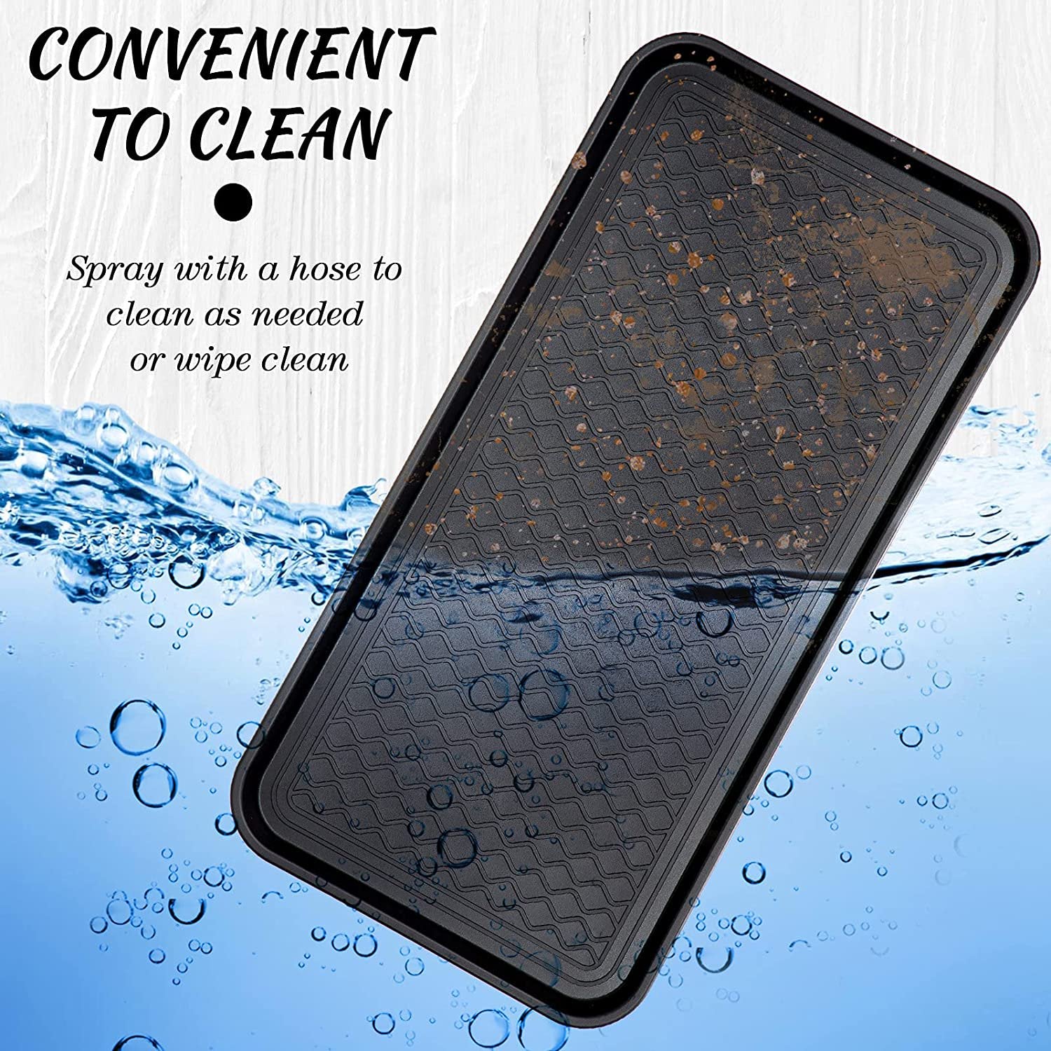 Black 24 x 16 x 1.2 Inch Waterproof Boot Tray D441
