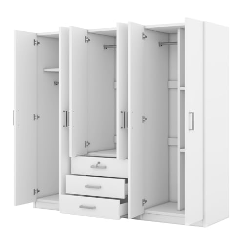 Gray 6 Door Wooden Wardrobe V596975