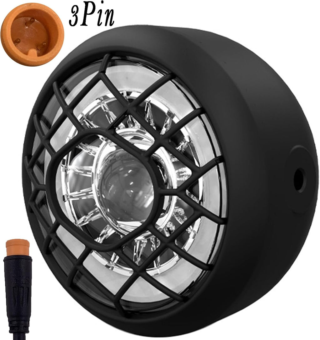 Retro 3 Pins Connector LED 24V 36V 48V 52V Waterproof Front Bike Head Light T6382