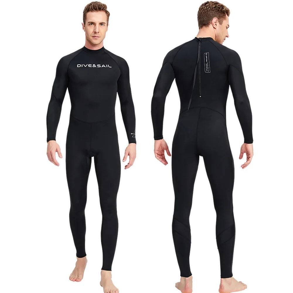 Men One Piece Swimsuit with Back Zipper Quick Dry Long Sleeve Surf Suit H1233