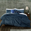 Indigo 3-Piece King Linen Velvet Duvet Cover Set N59580