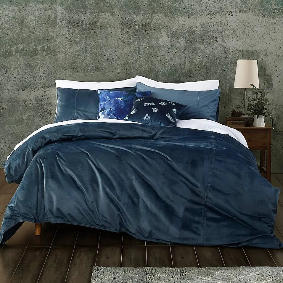 Indigo 3-Piece King Linen Velvet Duvet Cover Set N59580
