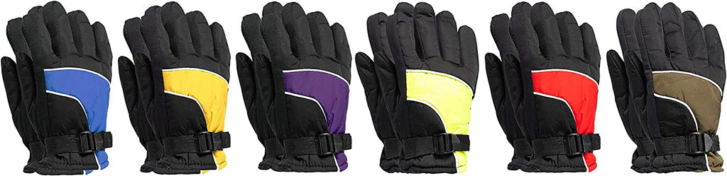 12 PACK Fleece Lined Water Resistant Kids Ski Gloves O38395