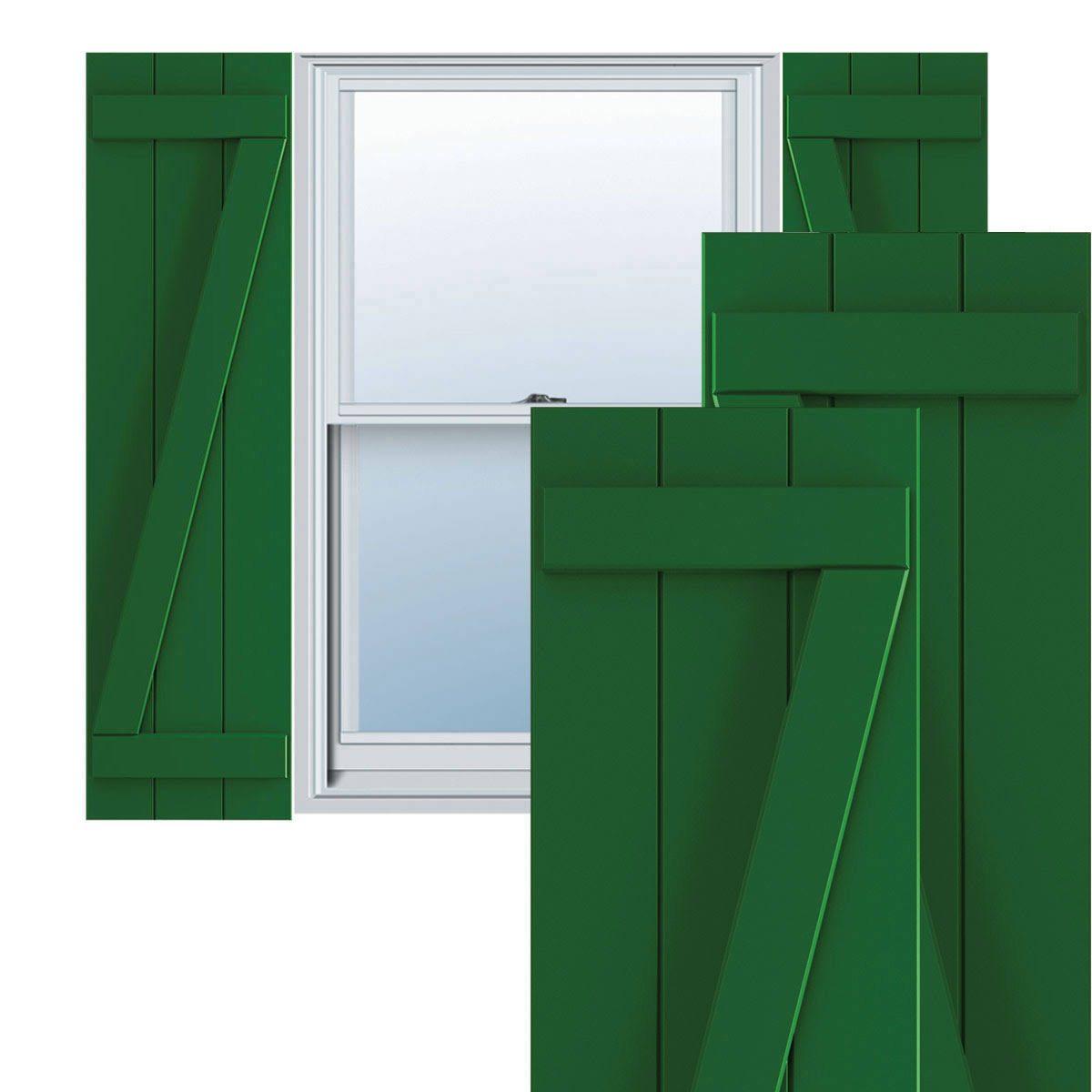 16 1/8x22W x 39x22H PVC Three Board Joined Board-n-Batten Shutters S766