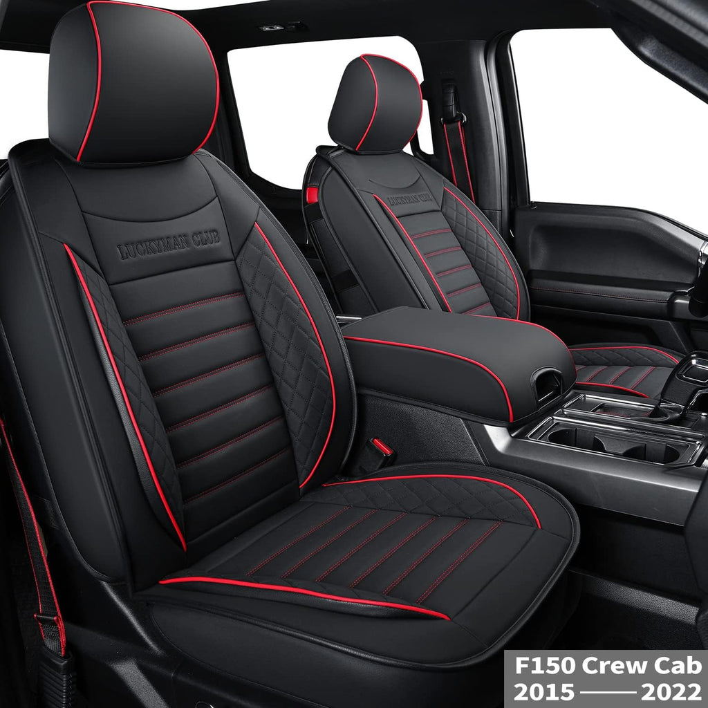 F150 Crew Cab Seat Covers with Faux Leather (Black) Q252322