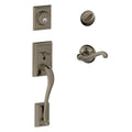 Antique Nickel Handleset with Deadbolt and Door Lever X356