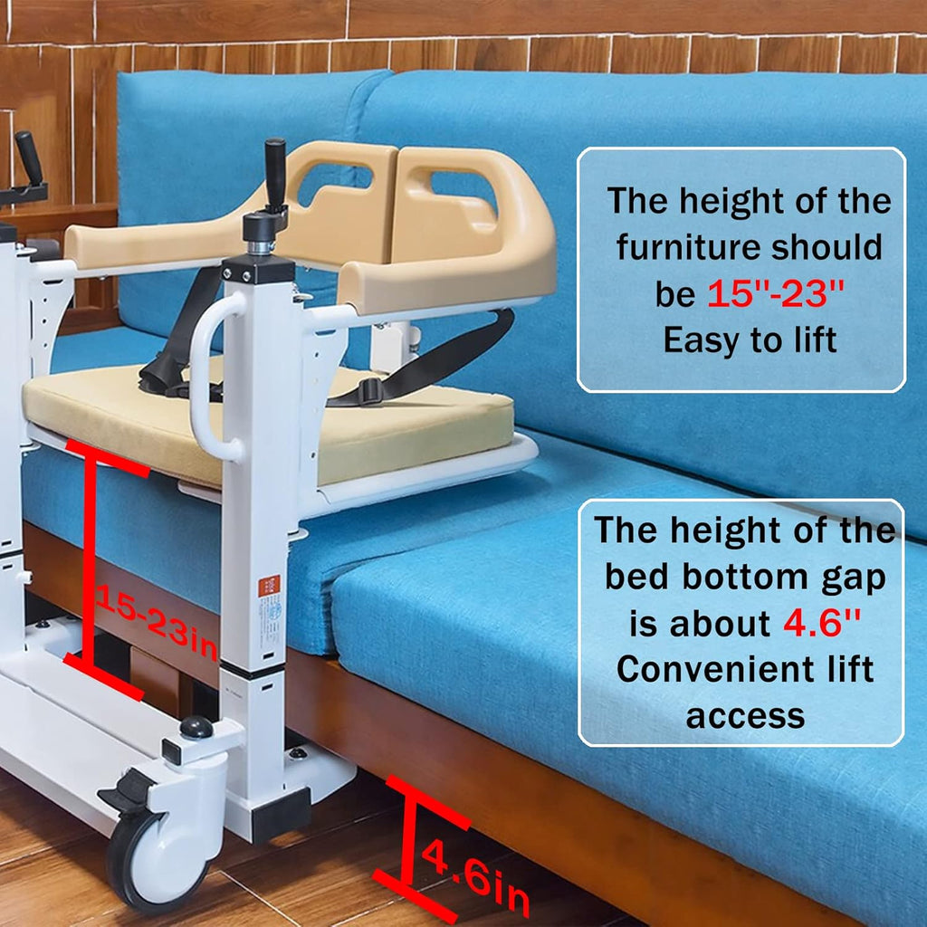 Patient Lift Wheelchair with 180 Split Seat, Bedside Commode D929637