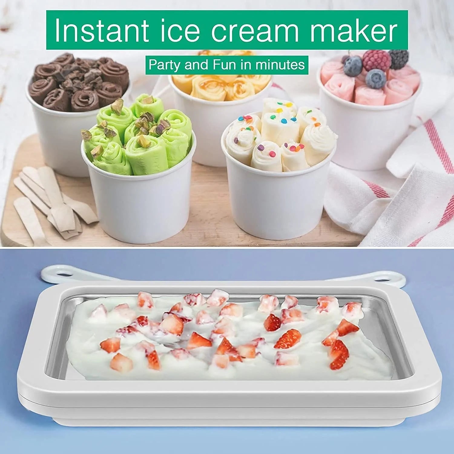 Ice Cream Roll Maker with 2 Spatulas Y41214
